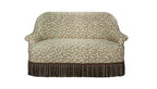 David Seyfried Grosvenor sofa in Namay Samay Alga Chestnut fabric with Samuel & Sons Margaux Aubergine Bullion Fringe