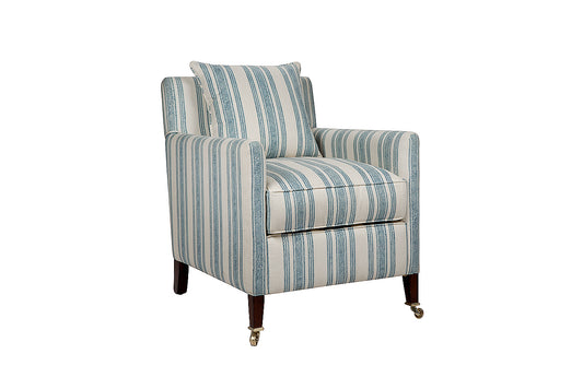 David Seyfried Kendrick Chair in Fermoie Tented Stripe fabric. Showroom Clearance