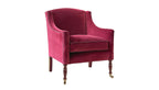 David Seyfried Lonsdale Chair in Turnell & Gigon Oakley Raspberry Red velvet with Les Passementeries de l'Île de France flanged cord