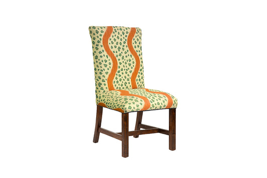 David Seyfried Lyall Dining Chair in Clarence House Corbett Rust / Fern fabric. Showroom clearance