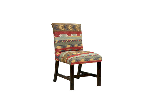 David Seyfried Lyall Dining Chair in S. Harris Kilim Stripe Rustic fabric. Showroom Clearance.