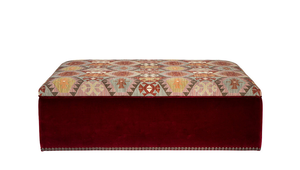 David Seyfried McCall stool in bordeaux fabric