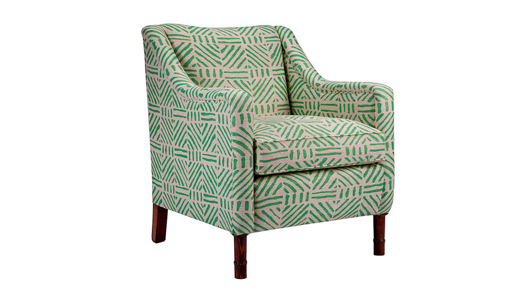 David Seyfried Munro Chair in Blithfield fabric