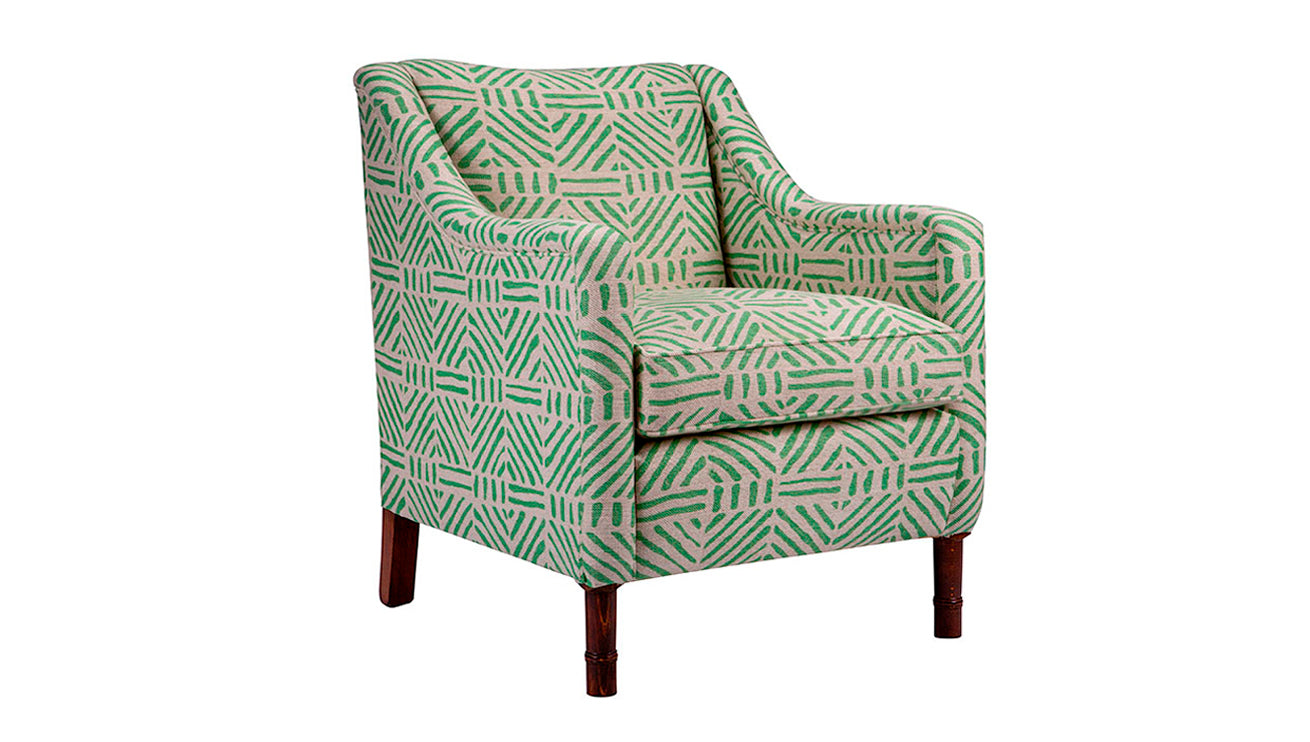 David Seyfried Munro Chair in Blithfield fabric