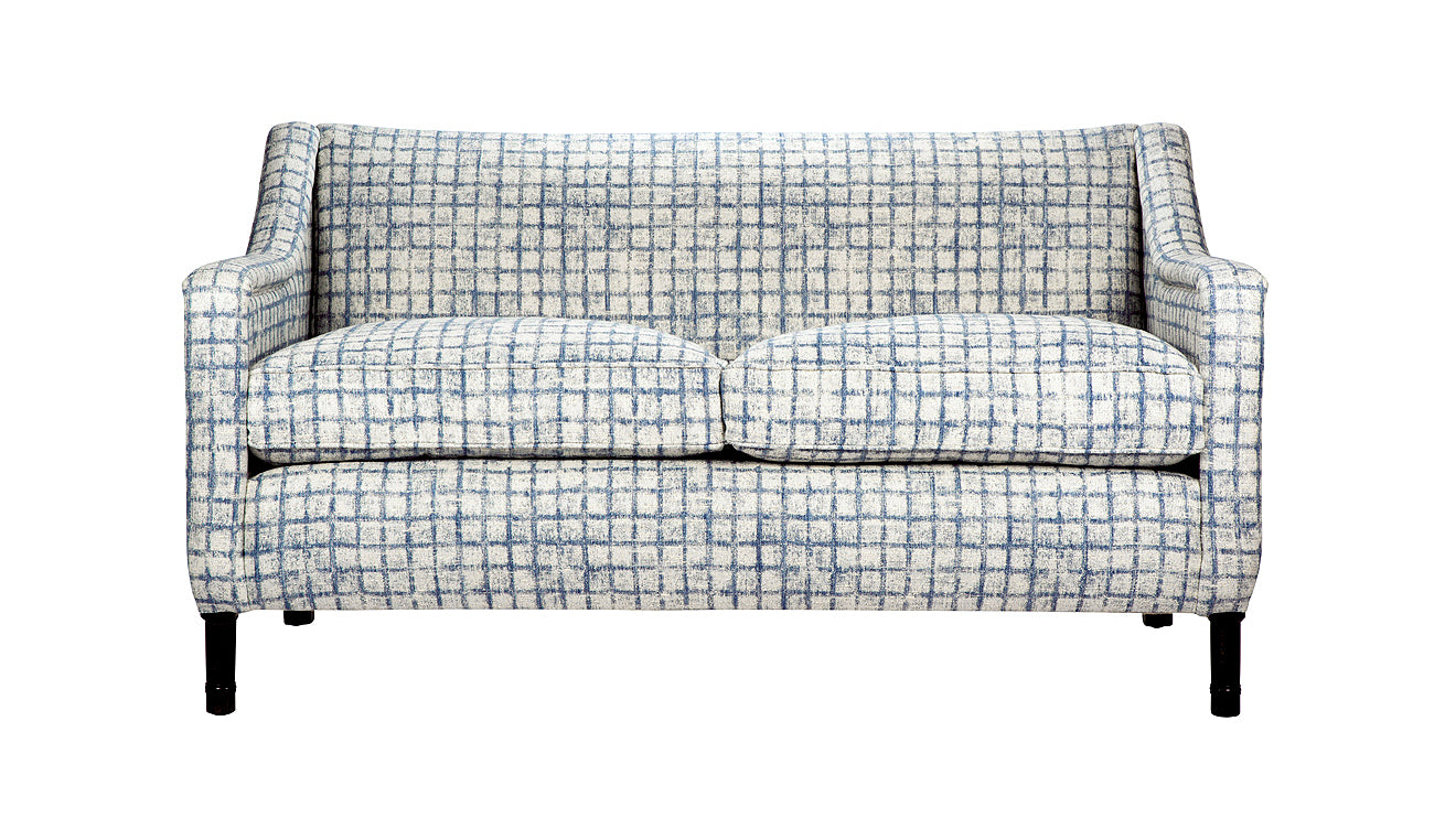 David Seyfried Munro sofa in Pierre Frey Neville Ceruleen fabric