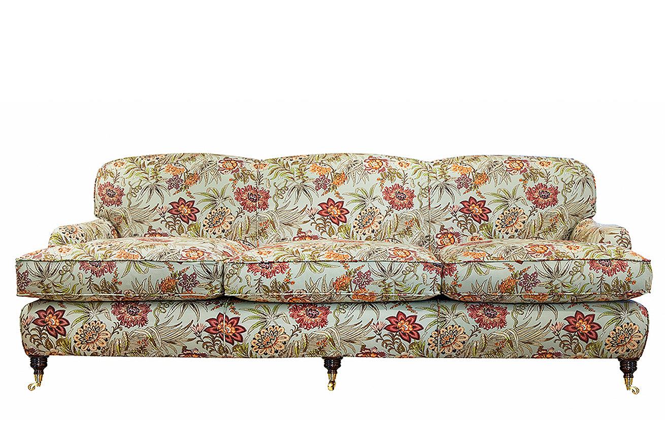 David Seyfried Oakley three seater sofa with floral pattern