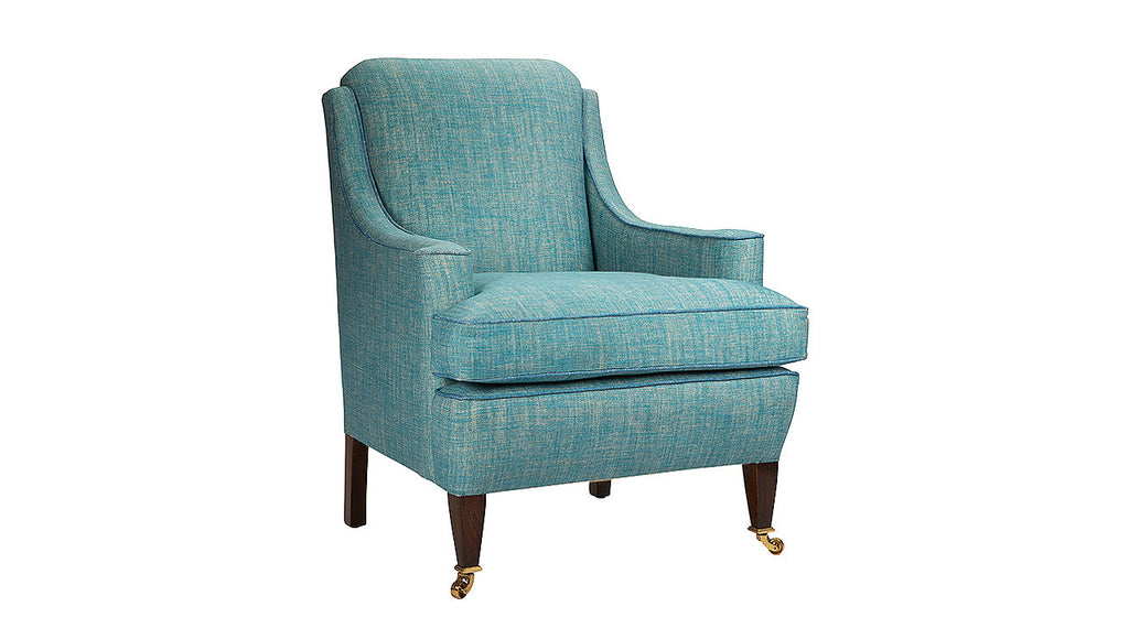 David Seyfried Onslow chair in plain turquoise fabric