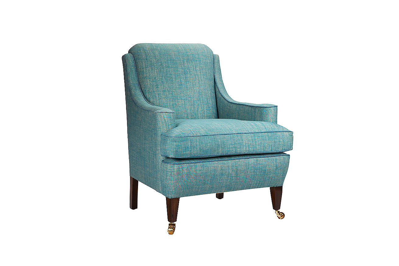David Seyfried Onslow chair in plain turquoise fabric