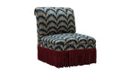 David Seyfried Phillimore Chair in Patrick Gallagher Festoni Dazzling Riviera fabric with Les Passementeries de l'Île de France flanged cord & speciale bullion fringe