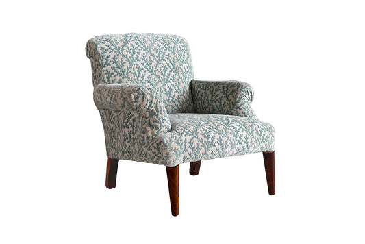 David Seyfried Radnor chair in Colefax & Fowler Pelham Aqua fabric. Showroom clearance