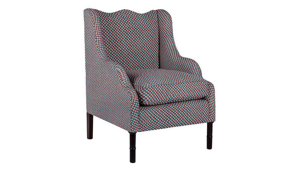 David Seyfried Ripple Chair in red and blue fabric