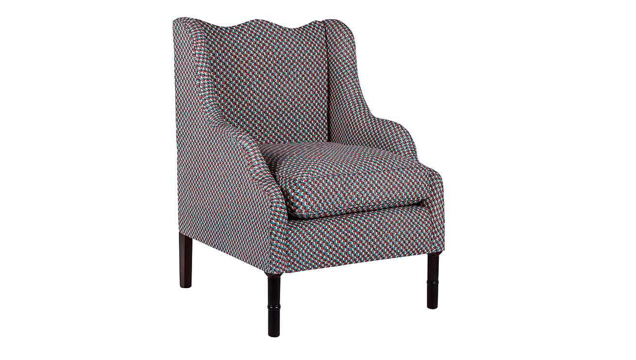 David Seyfried Ripple Chair in red and blue fabric