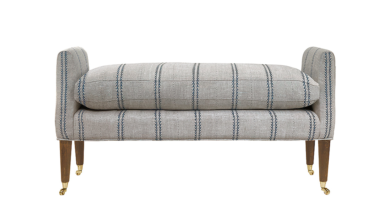 David Seyfried Salvesen Graham Window Seat in Zoe Glencross Feather Blade Stripe Atlantic fabric