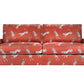 David Seyfried Sanford sofa in  Altfield Bagheera Chili fabric with Romo Stripe piping