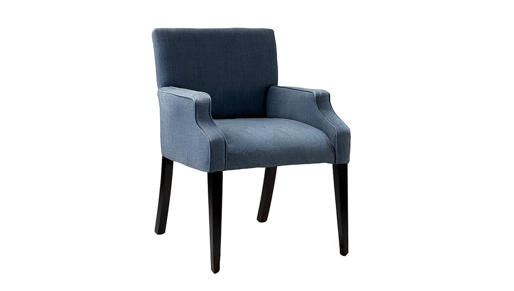 David Seyfried Sloane chair in Colefax & Fowler blue fabric