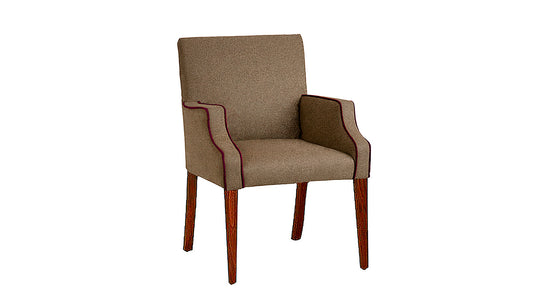David Seyfried Sloane Chair in Loro Piana Sherpas Sitatunga cashmere with Sherpas Granato cashmere contrast piping. Showroom Clearance.