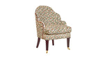 David Seyfried Editors Chairs (Large) in Namay Samay Alga Chestnut fabric with Manuel Canovas Rivoli Cuivre velvet piping. 