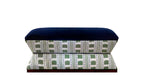 David Seyfried Waisted End of Bed Stool in James Hare Paxton Stripe fabric