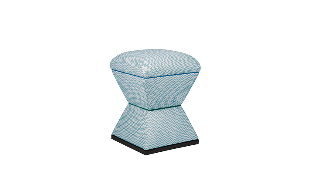 David Seyfried Waisted Stool in blue fabric