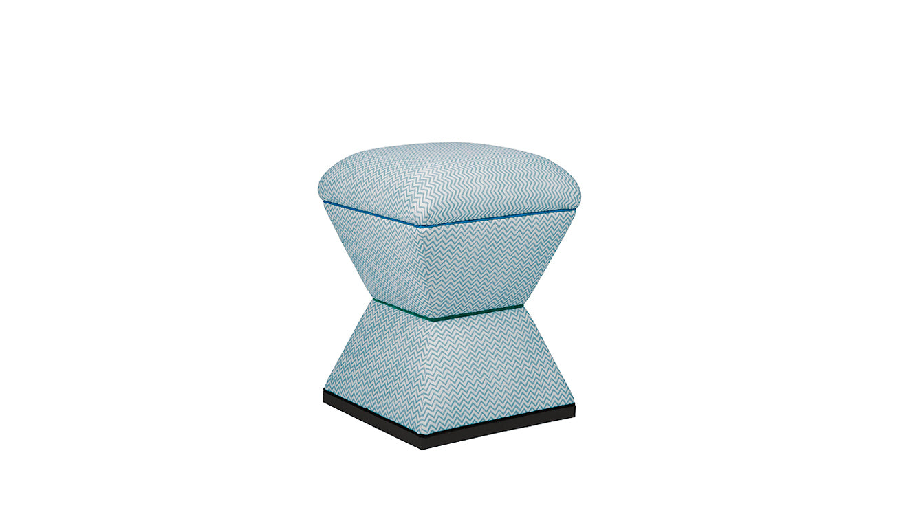 David Seyfried Waisted Stool in blue fabric