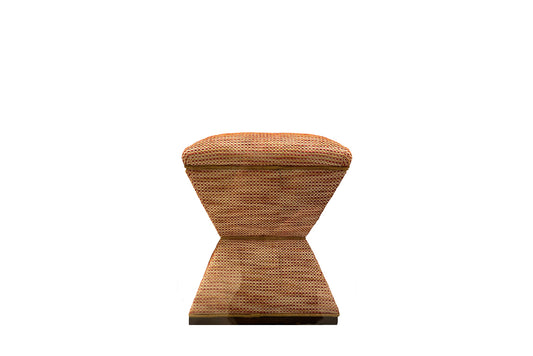 David Seyfried Waisted Stool in Marvic Rattan Coral Ochre fabric. Showroom Clearance.