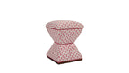 David Seyfried Waisted Stool in red and white fabric