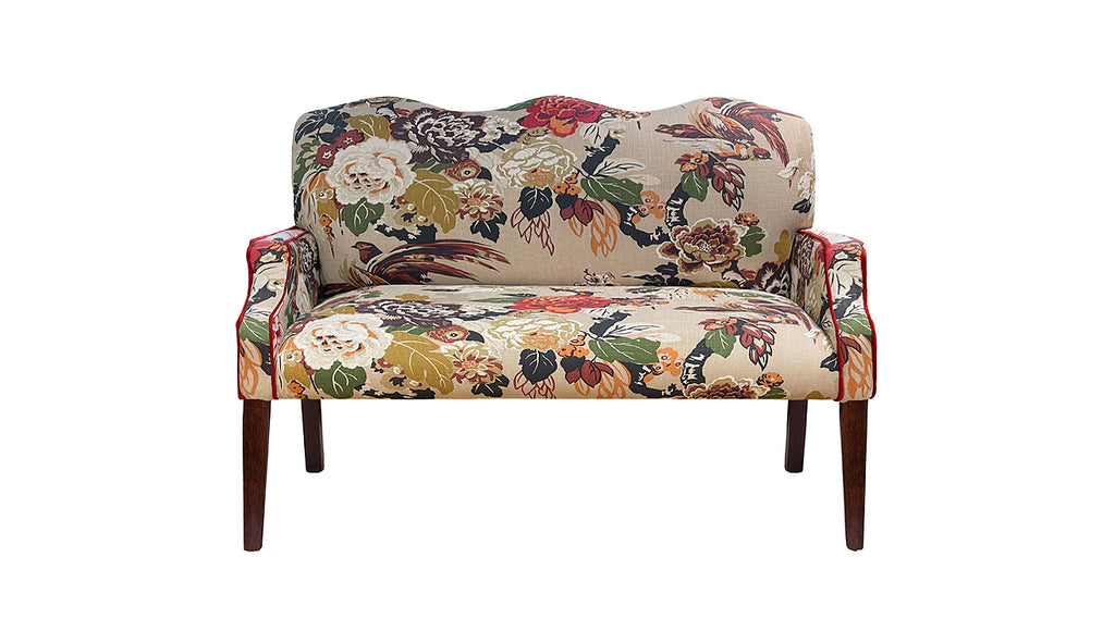 David Seyfried Wave Bench in The Design Archives Grand Floral Autumn fabric