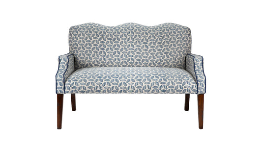 David Seyfried Wave Bench in Baker Lifestyle Bumble Bee Indigo fabric