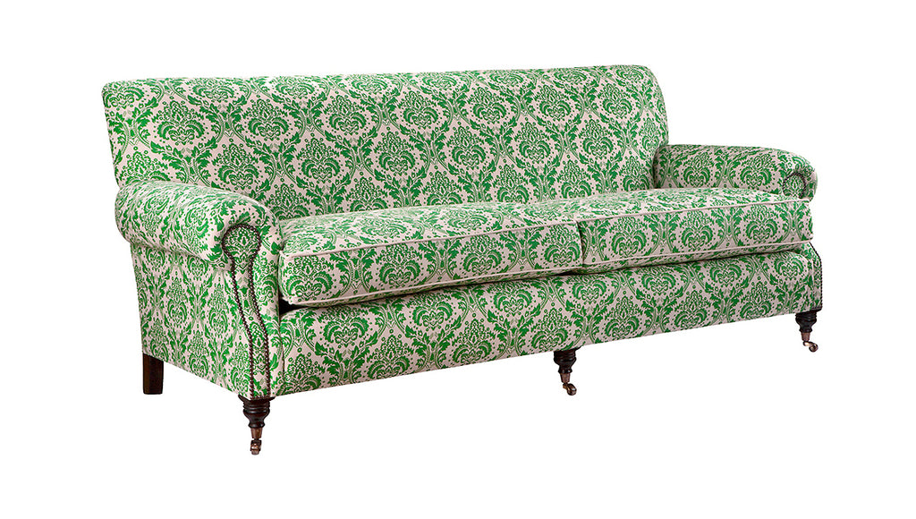David Seyfried William IV Sofa (Fixed Back) with pattern. Side view 